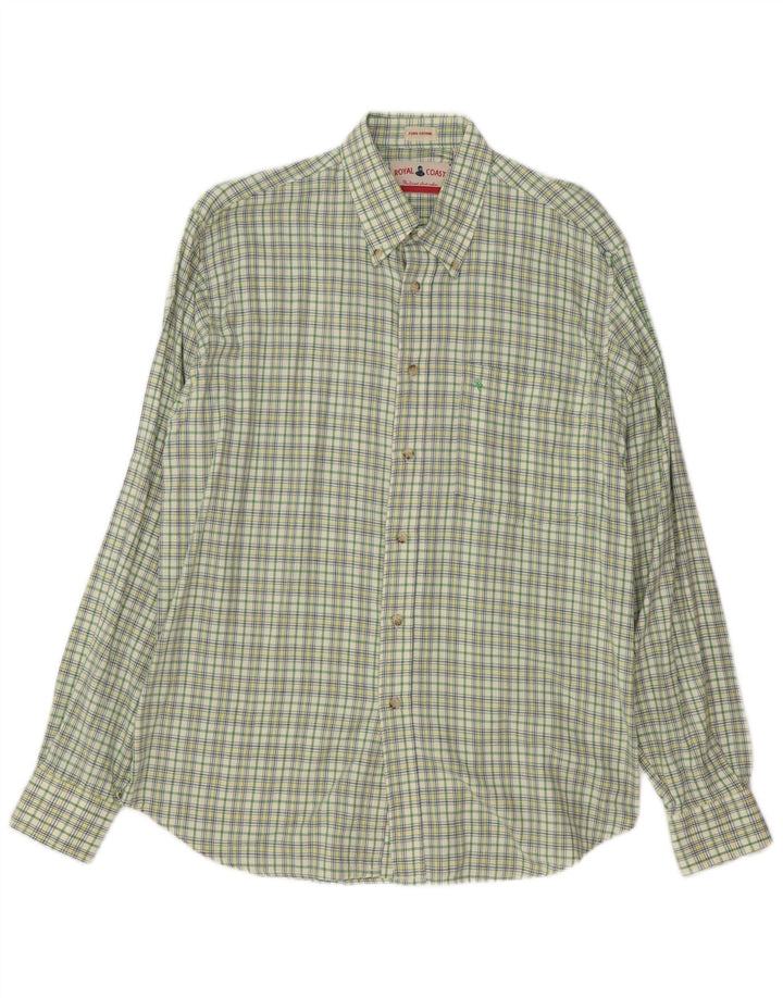 Camicia da uomo Royal Coast in cotone a quadri verdi grandi