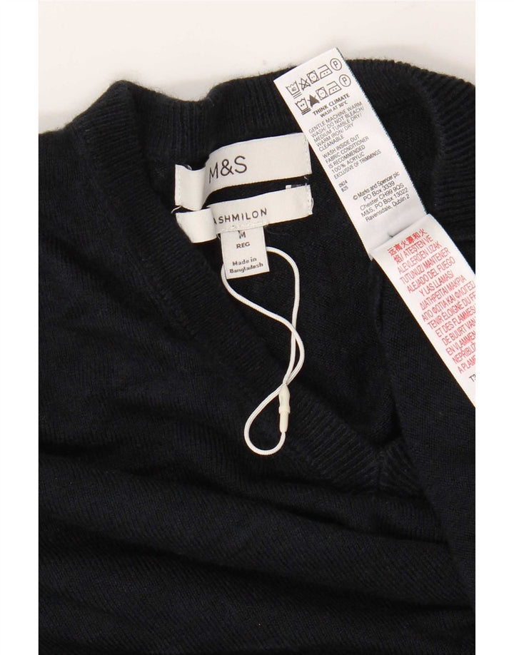Maglione da uomo con scollo a V Marks & Spencer medio blu navy in acrilico