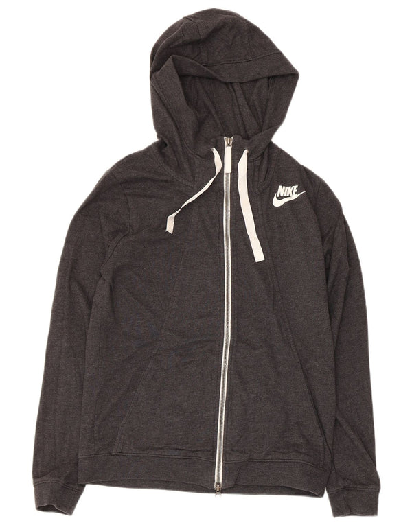 Felpa con cappuccio e zip da donna Nike UK 12 Poliestere grigio medio