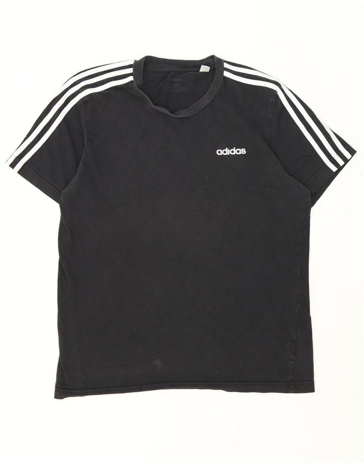 T-shirt Adidas da uomo Top media in cotone nero