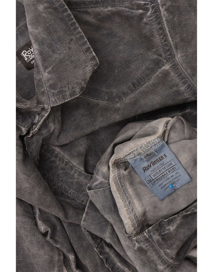 Camicia Roy Rogers da uomo lavaggio acido grande Lyocell grigio