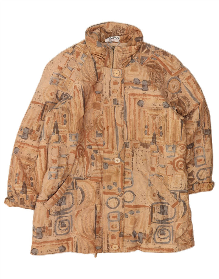 VINTAGE Womens Windbreaker Coat UK 18 XL Brown Fair Isle Polyester Vintage Vintage and Second-Hand Vintage from Messina Hembry 