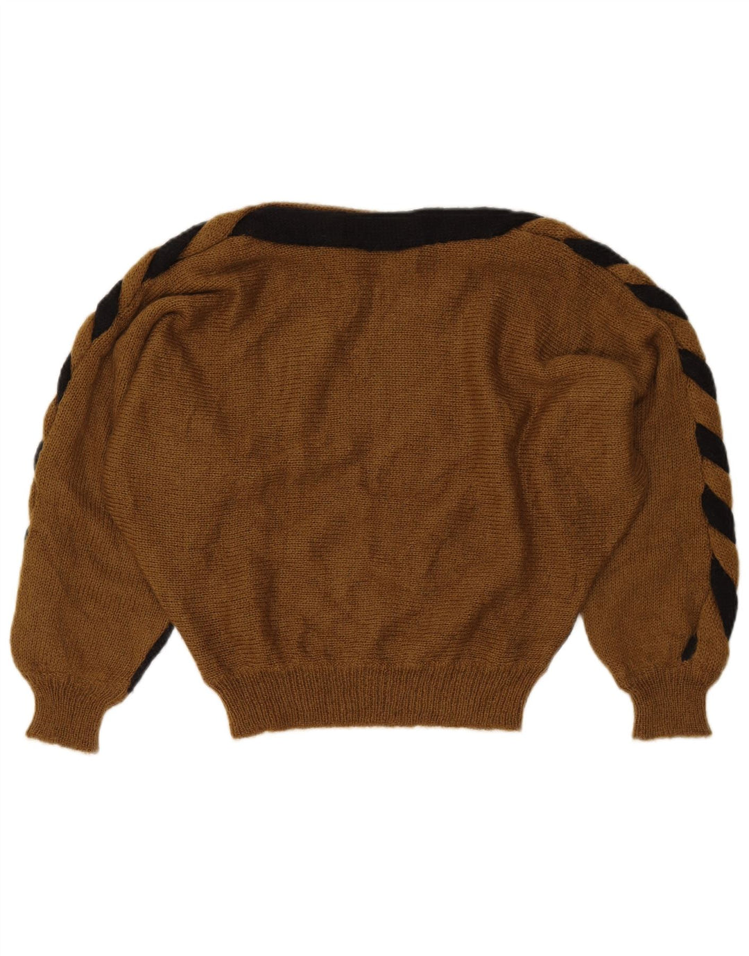 Maglione maglione con scollo a barca da donna VINTAGE UK 14 blocco colore nero medio