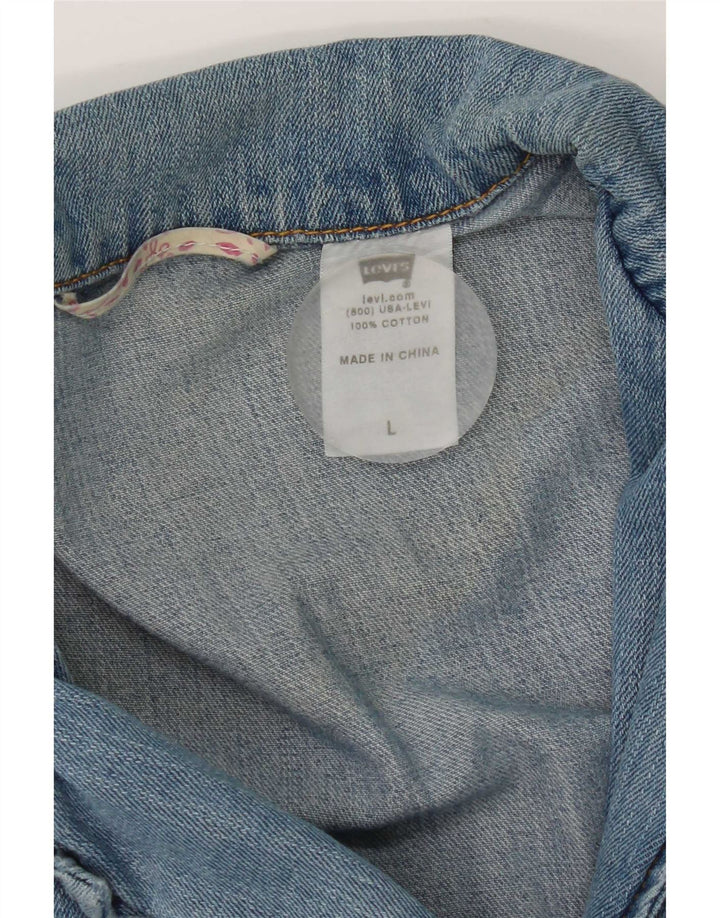 Giacca blazer in denim a 3 bottoni da donna Levi's UK 16 grande cotone blu