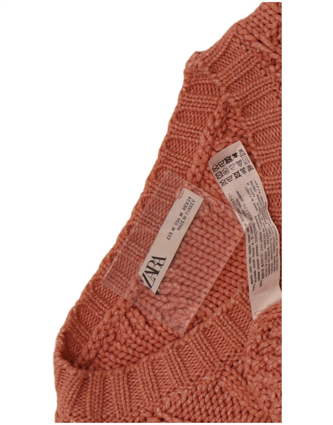 Maglione maglione oversize con scollo a barca da donna Zara UK 14 cotone rosa medio