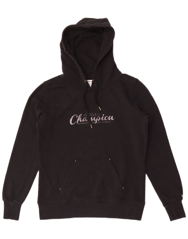 Felpa con cappuccio grafica da donna Champion UK 16 grande cotone nero