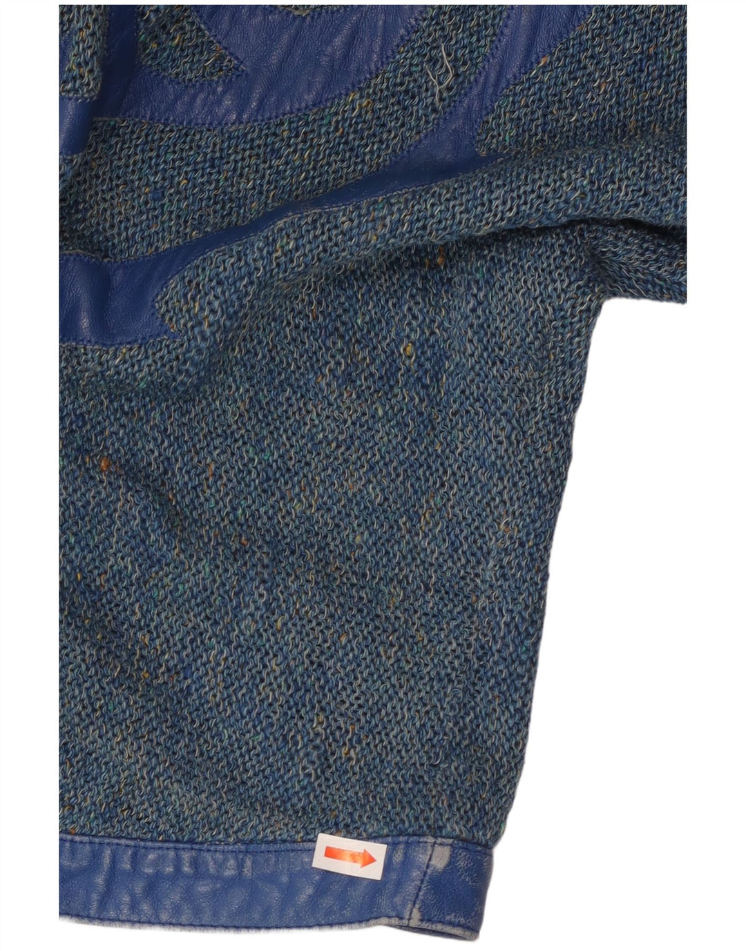 Maglione cardigan grafico da donna VINTAGE UK 16 grande blu screziato