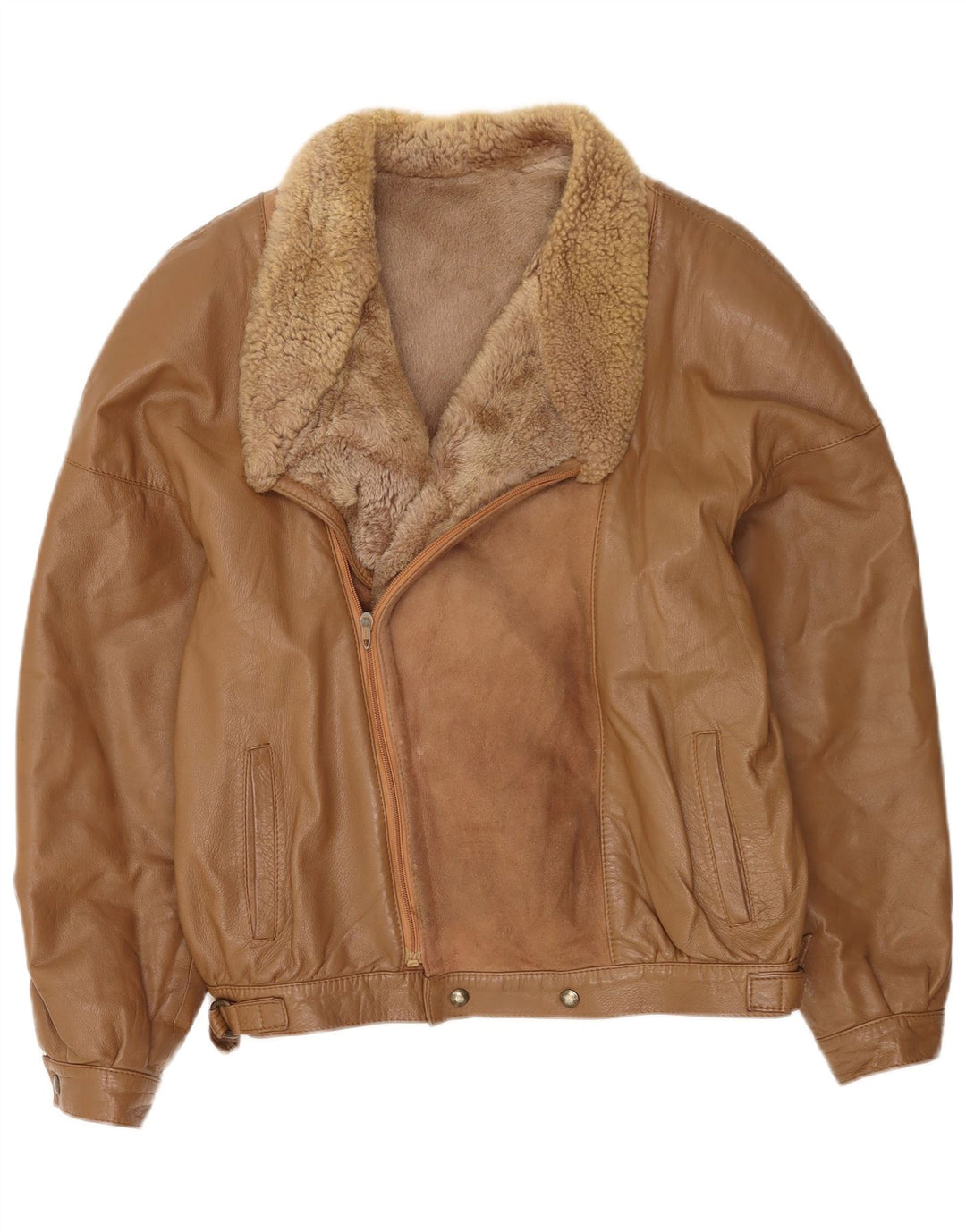 Giubbotto shearling vintage da uomo IT 50 grande beige