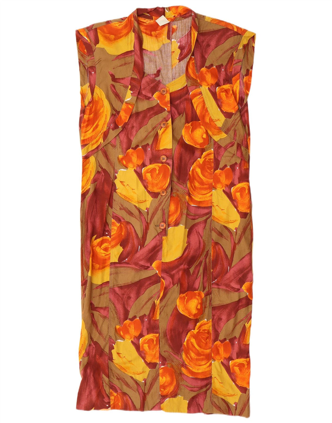 Abito a trapezio senza maniche vintage da donna IT 44 medio floreale multicolore
