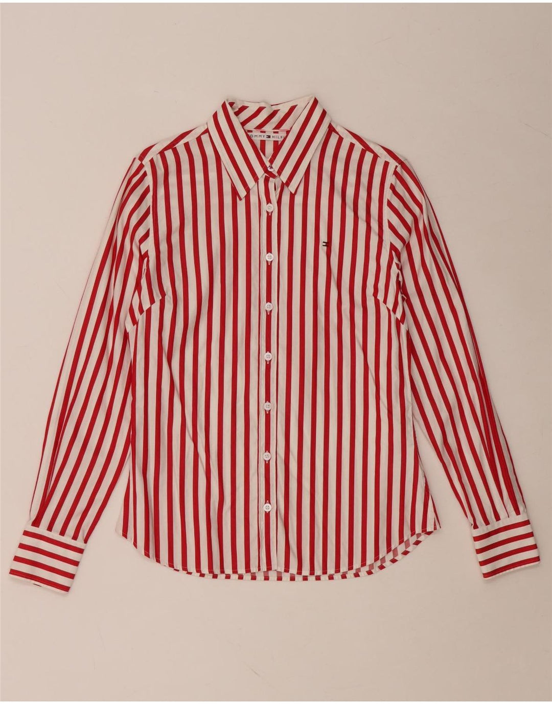 TOMMY HILFIGER Camicia da donna US 8 Cotone a righe rosse medie