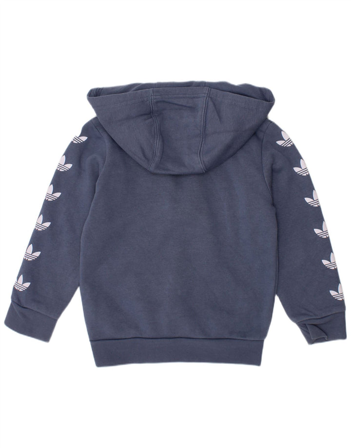 Maglione con cappuccio e zip grafica Adidas da ragazzo, 4-5 anni, in cotone blu