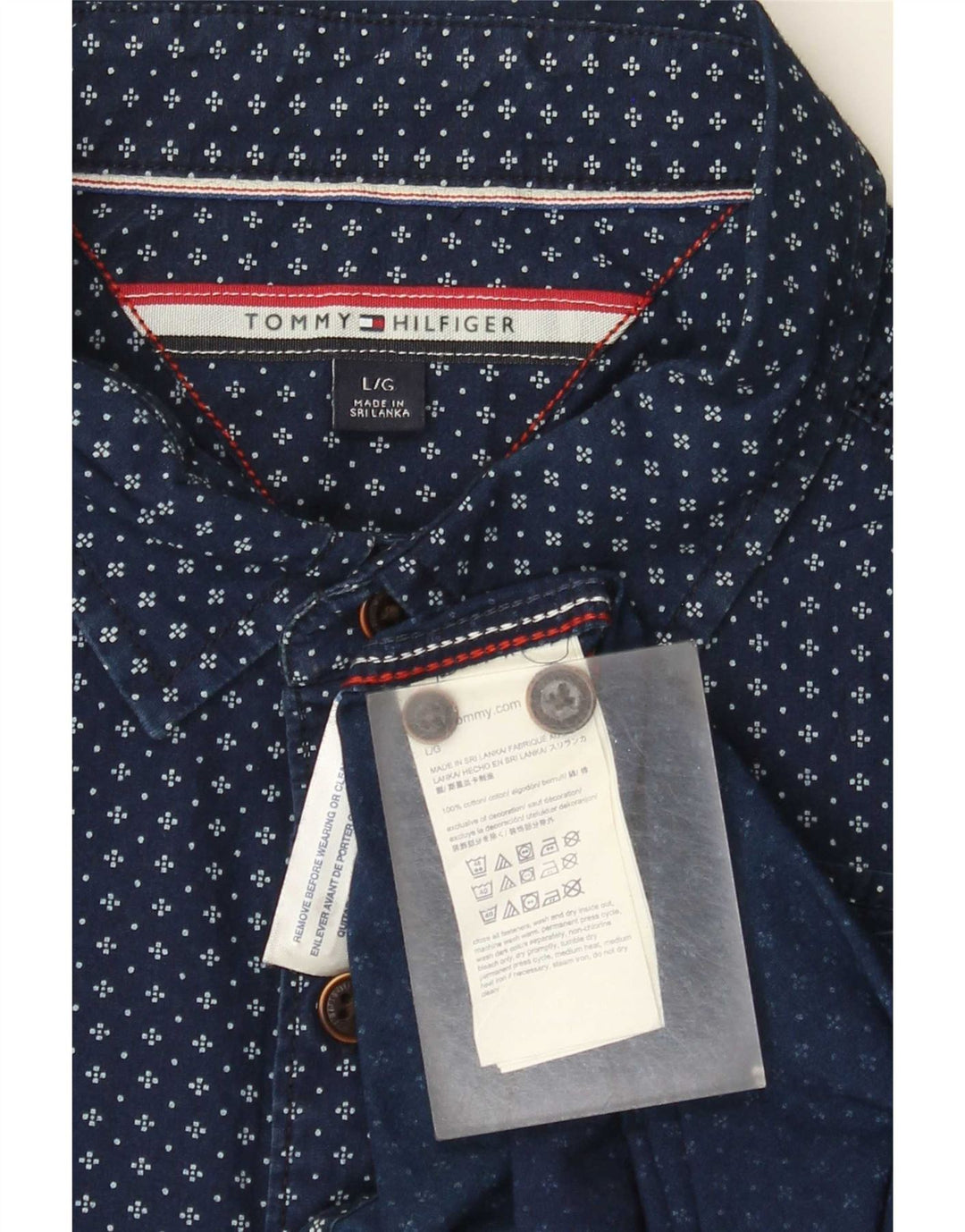 Tommy Hilfiger Camicia da uomo con motivo astratto, taglia grande, in cotone blu navy