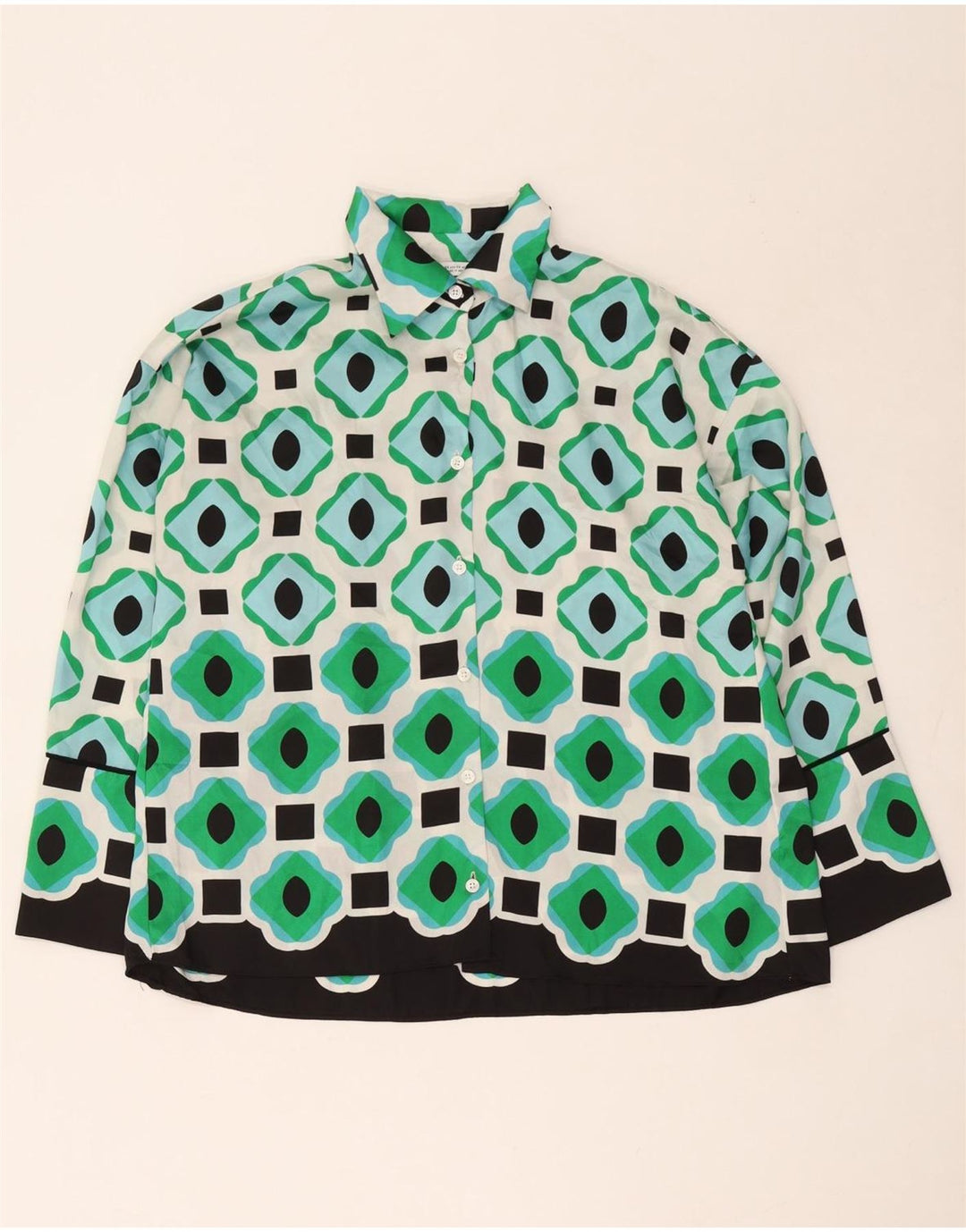 Camicetta camicia oversize da donna Zara UK 6 XS poliestere geometrico verde