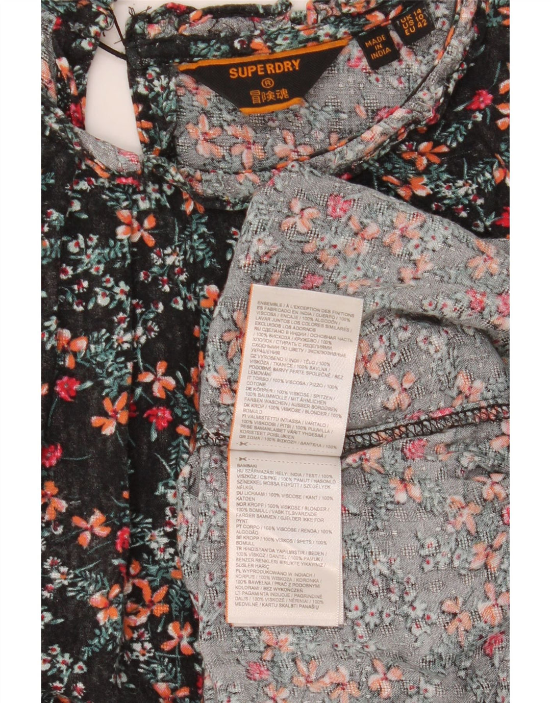 Camicetta oversize a maniche lunghe da donna Superdry UK 14 Large Black Floral