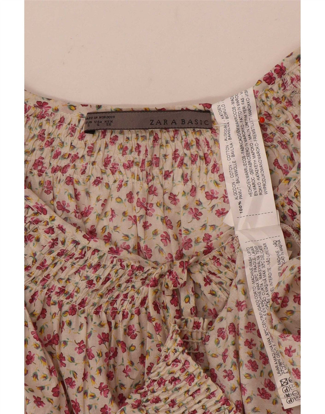 Camicetta da donna Zara Top UK 10 piccolo cotone floreale bianco