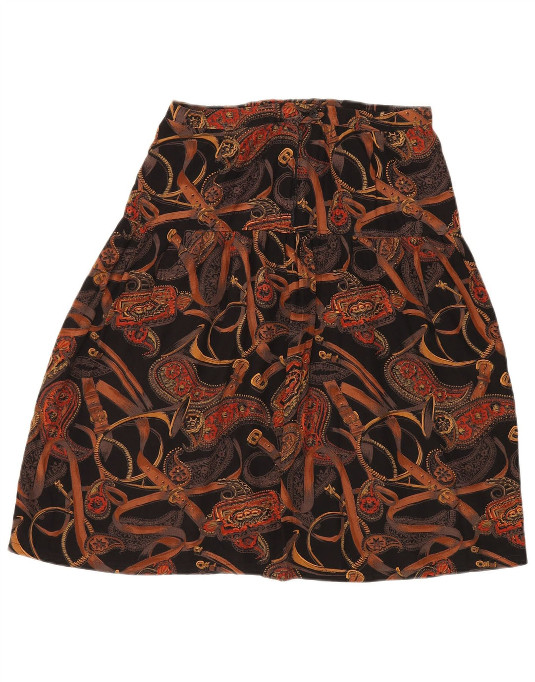 Gonna a trapezio da donna VINTAGE W30 media nera con motivo cachemire