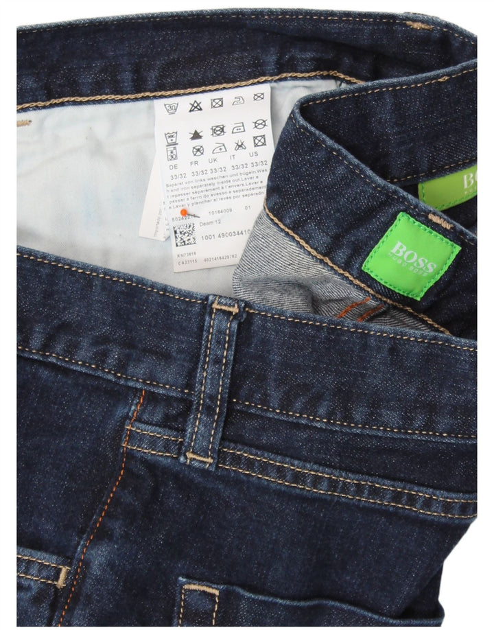 Jeans cropped da uomo HUGO BOSS W33 L25 cotone blu navy