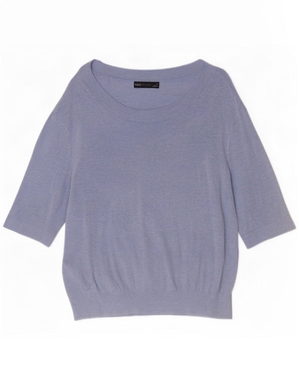 Maglione da donna Marks & Spencer con scollo a barca con maniche a 3/4 UK 10 piccolo blu