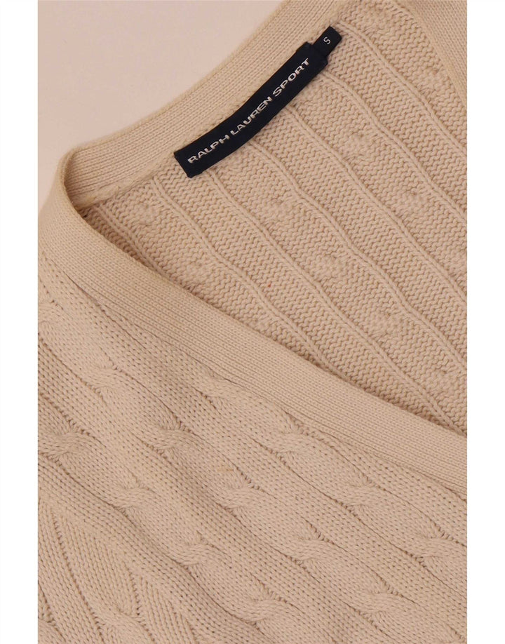 Maglione cardigan da donna Ralph Lauren UK 10 piccolo Beige
