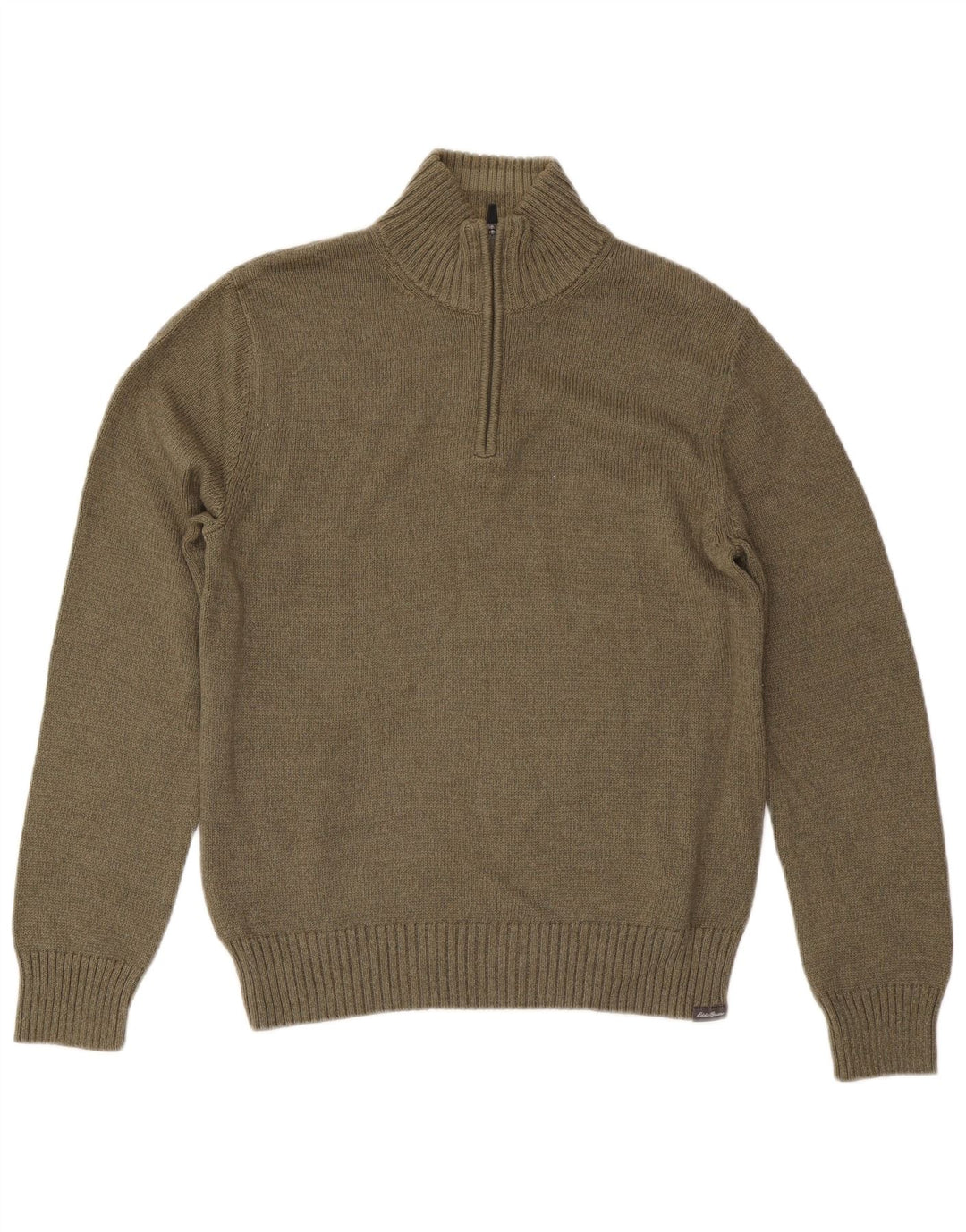 EDDIE BAUER Maglione da uomo con zip e collo piccolo in cotone kaki