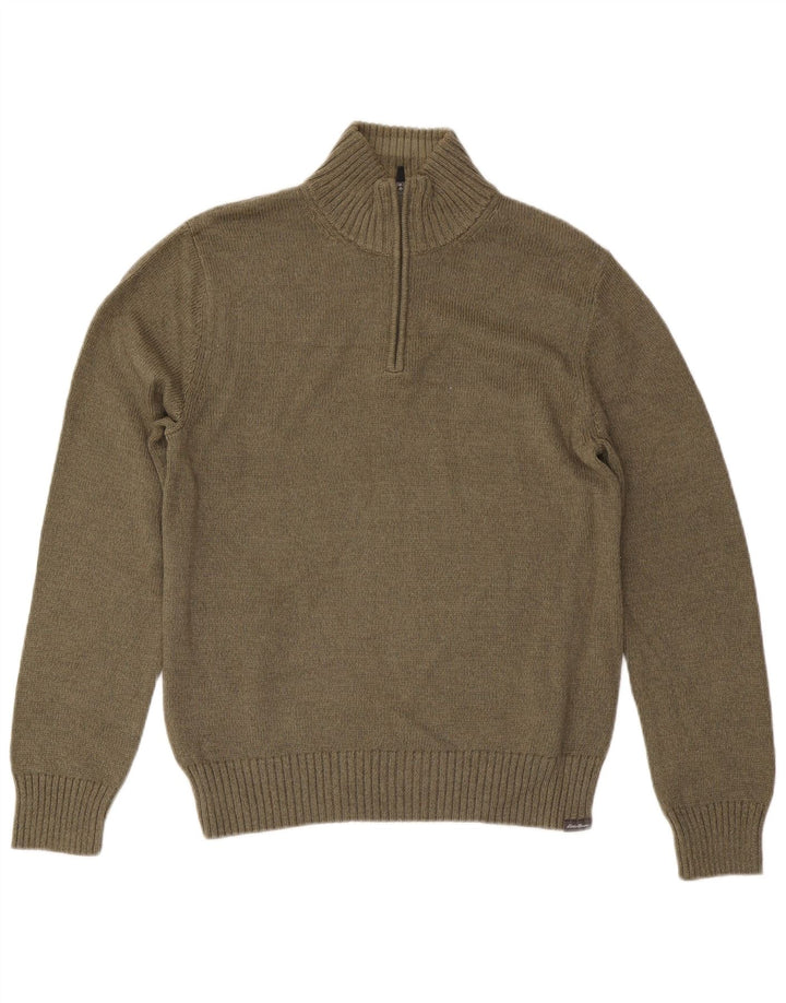 EDDIE BAUER Maglione da uomo con zip e collo piccolo in cotone kaki