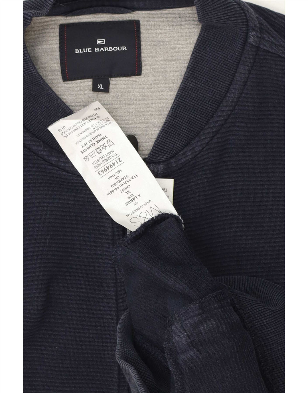 Giacca da ginnastica da uomo Marks & Spencer Blue Harbour XL in cotone blu navy