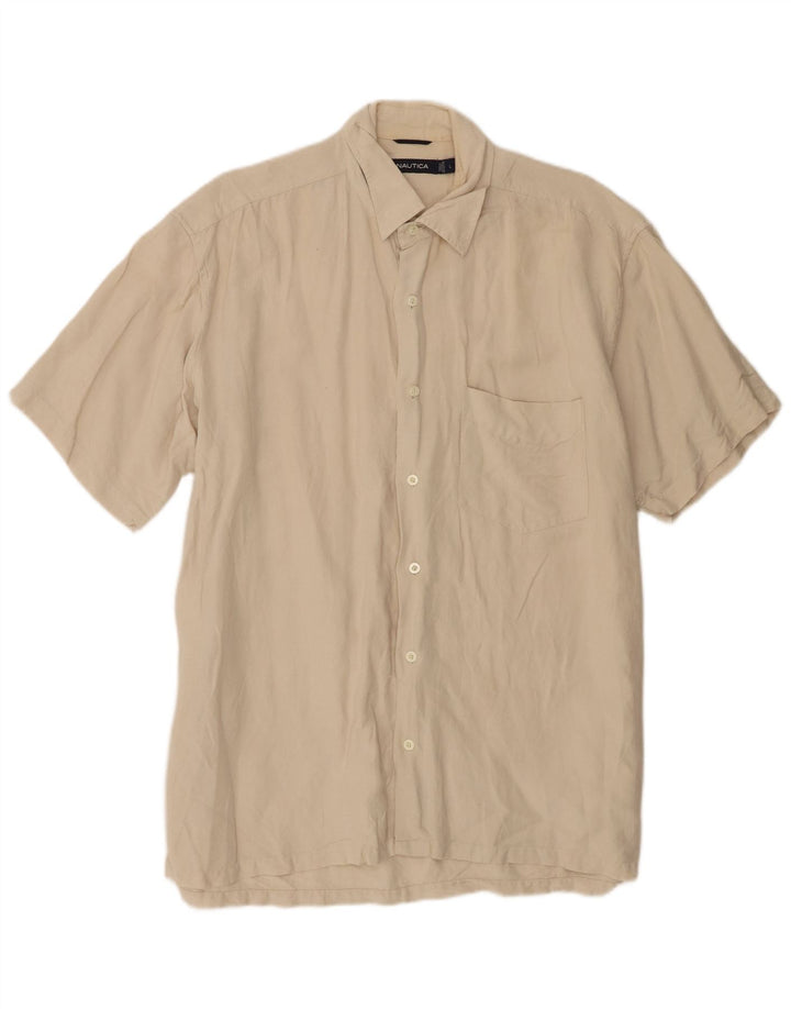 Camicia a maniche corte da uomo Nautica grande in lino beige