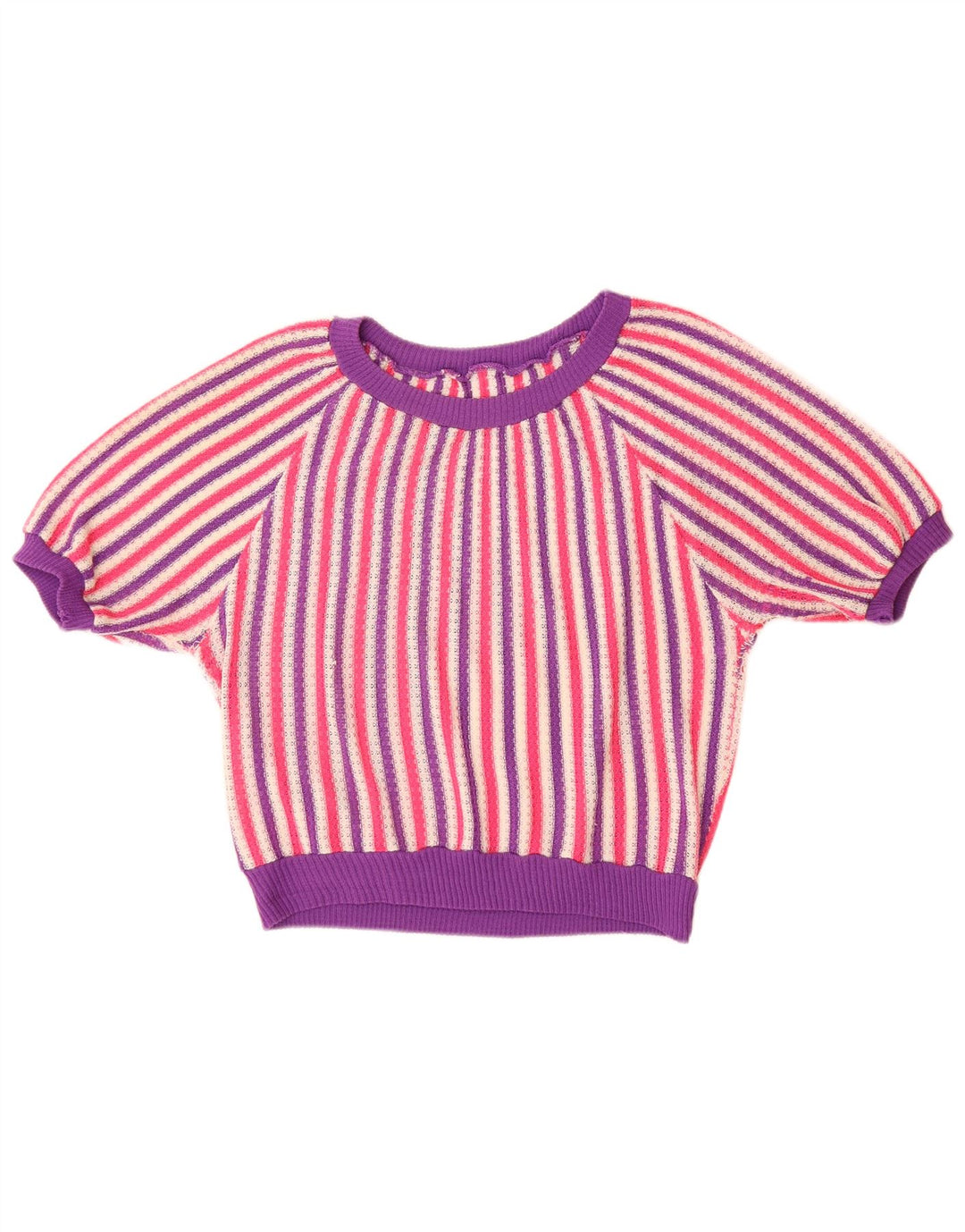 Maglione maglione con scollo a barca da donna VINTAGE UK 14 grandi strisce multicolori