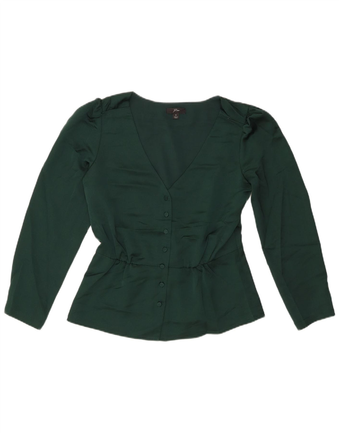 J. CREW Camicia da donna con maniche a 3/4 Camicetta US 4 Small Verde Poliestere