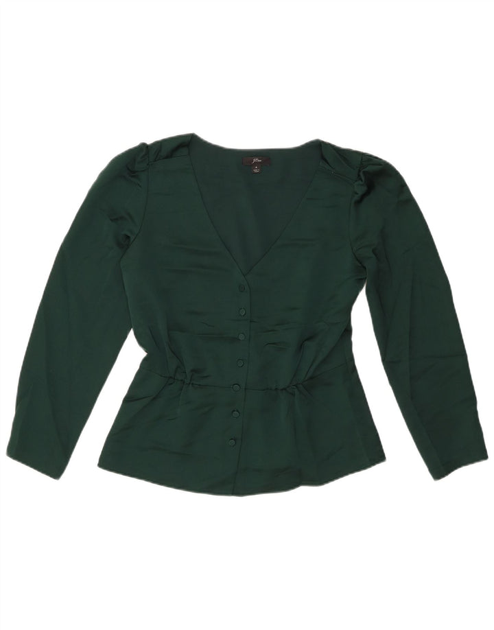 J. CREW Camicia da donna con maniche a 3/4 Camicetta US 4 Small Verde Poliestere