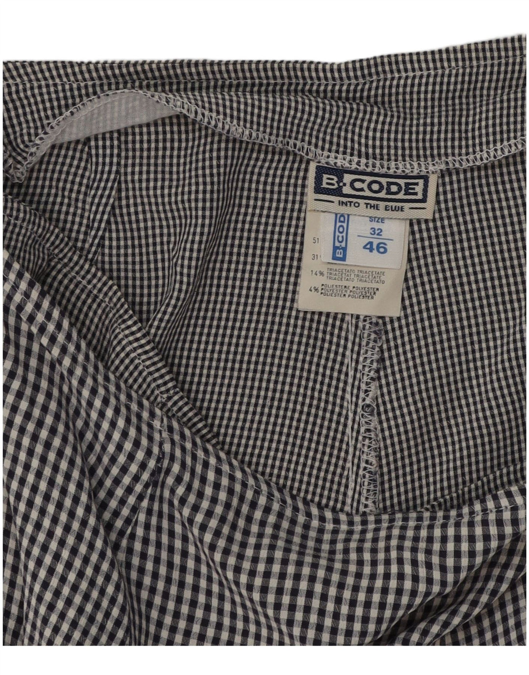 Gonna vintage da donna IT 46 grande W28 a quadretti neri in rayon