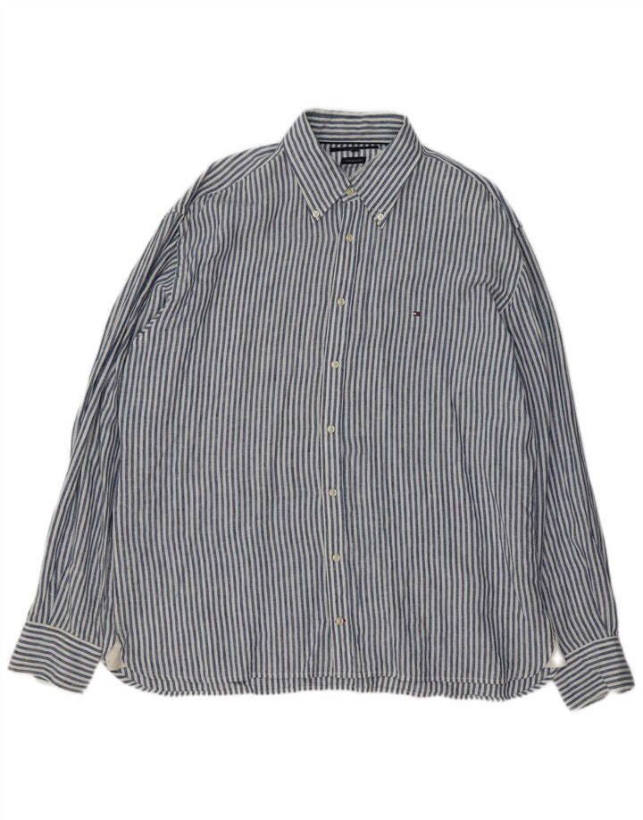 Camicia da uomo Tommy Hilfiger 2XL Lino gessato blu