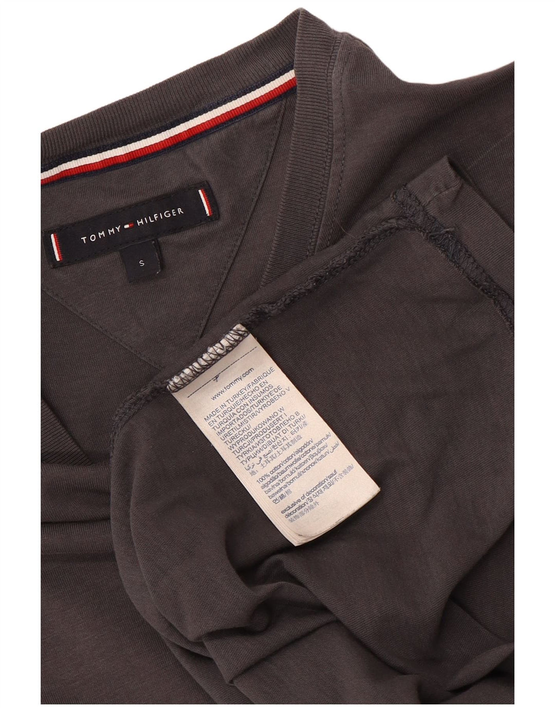 T-shirt da uomo Tommy Hilfiger Top piccola in cotone grigio