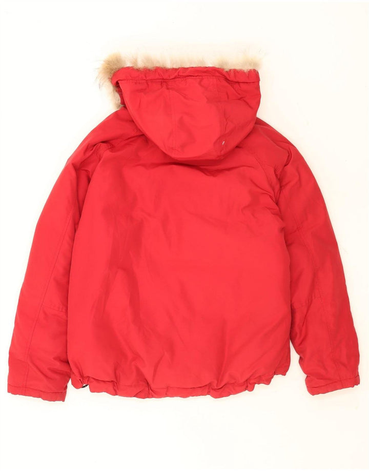 Giacca imbottita con cappuccio da donna Woolrich UK 14 nylon rosso medio