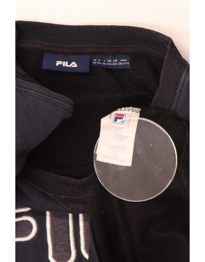 Felpa grafica da uomo Fila 2XL cotone blu navy