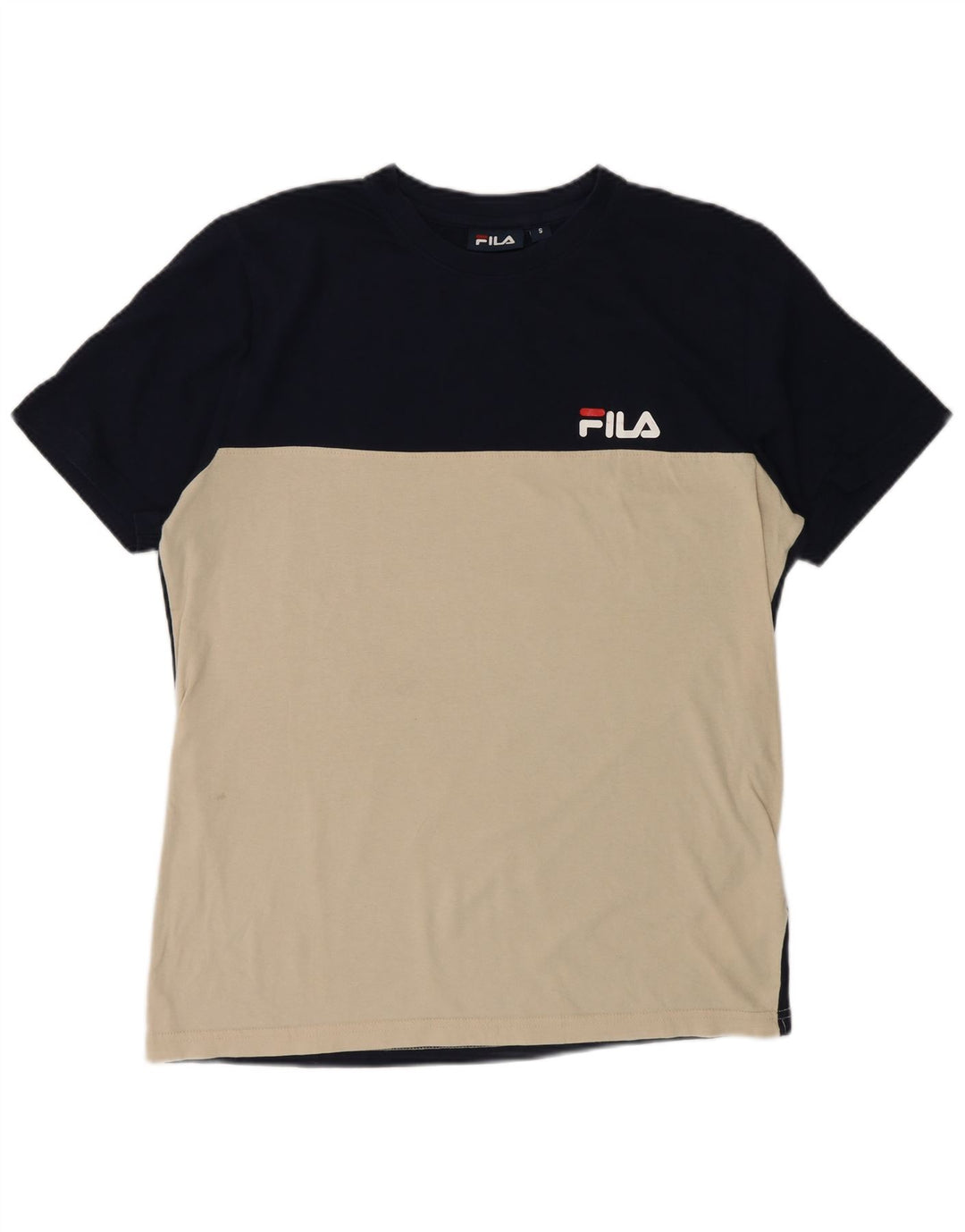 T-shirt Fila da uomo Top Small in cotone color block blu navy