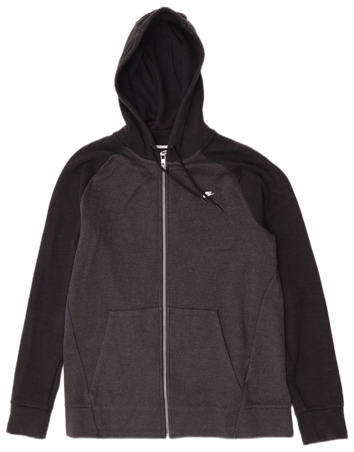 Felpa con cappuccio e zip Nike da uomo in cotone color block grigio medio