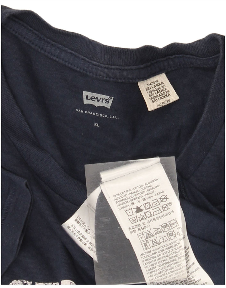T-shirt grafica da uomo Levi's Top XL in cotone blu navy