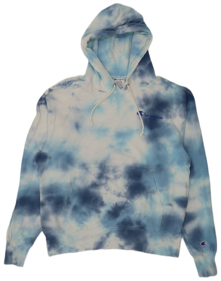Felpa con cappuccio da uomo Champion in cotone tie dye blu medio