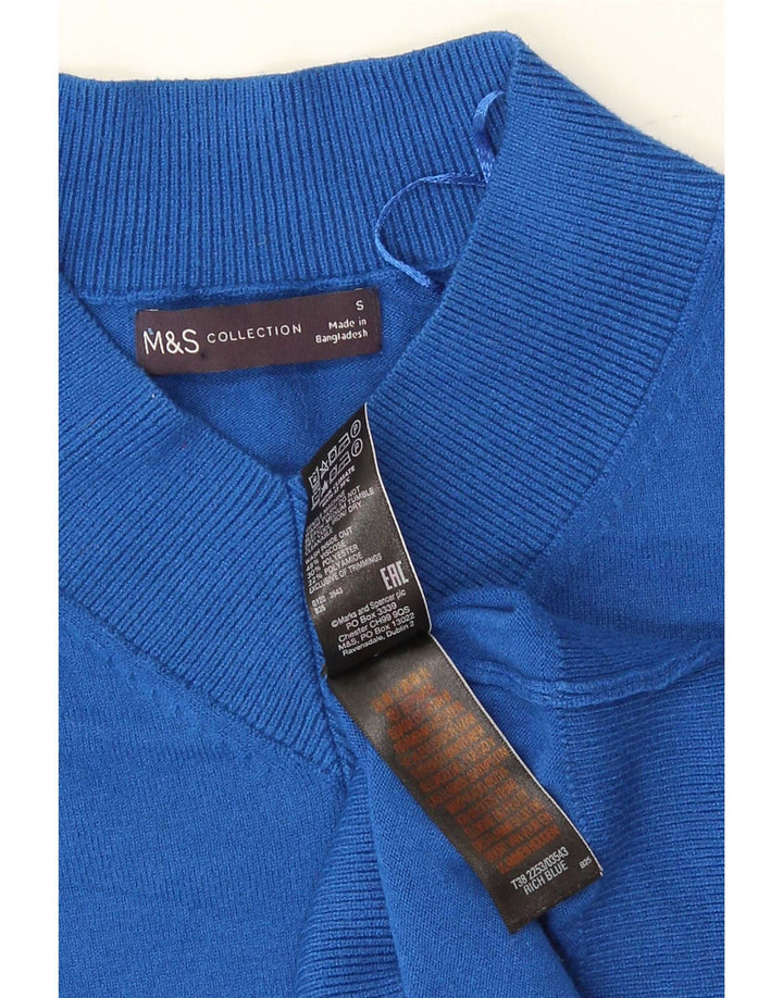 Maglione corto con scollo a V da donna Marks & Spencer UK 10 piccolo blu
