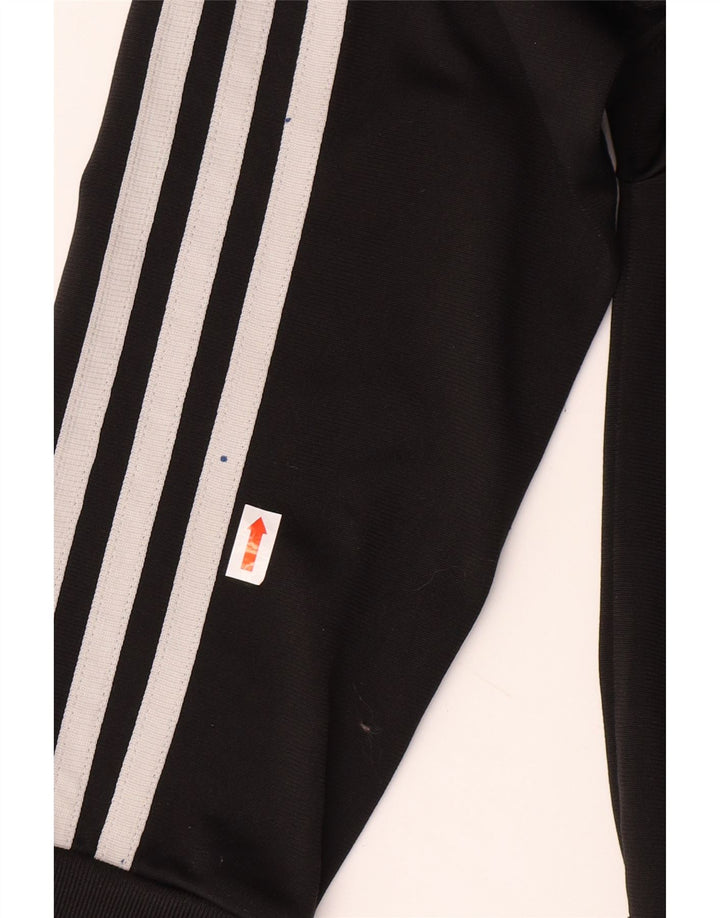ADIDAS Boys Tracksuit Top Jacket 13-14 Years Black Polyester