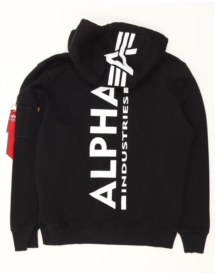 Felpa con cappuccio grafica da uomo Alpha Industries in cotone nero medio