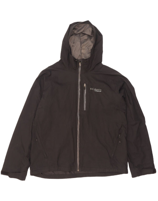 Giacca antipioggia Columbia da uomo con cappuccio in titanio UK 42 XL poliestere nero