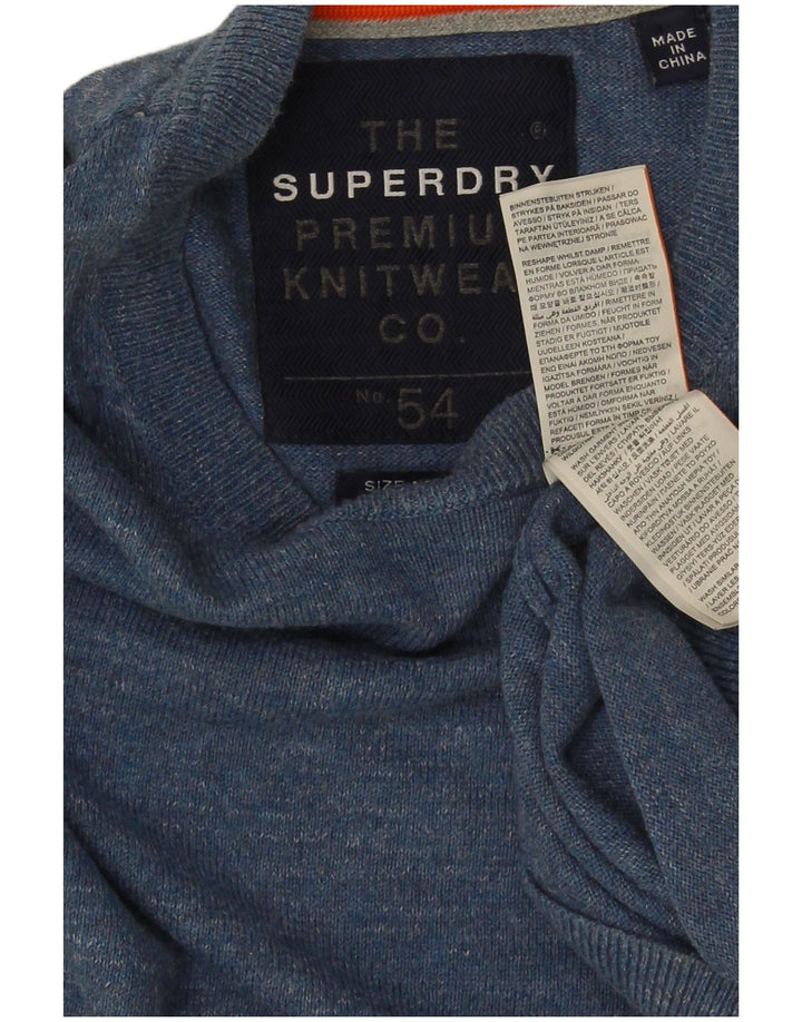 Maglione maglione girocollo da uomo Superdry in cotone blu medio
