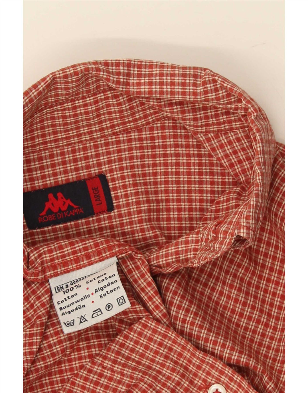 Camicia Kappa da uomo grande in cotone a quadretti rossi