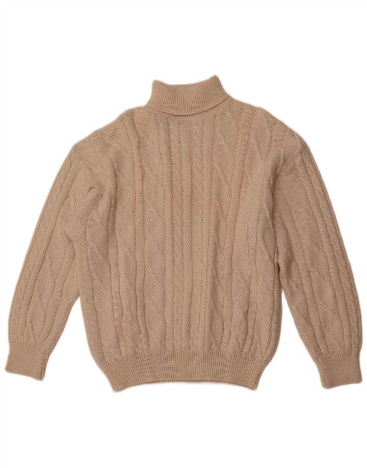 MALAGRIDA Maglione da uomo con collo alto e maglione grande in cotone beige