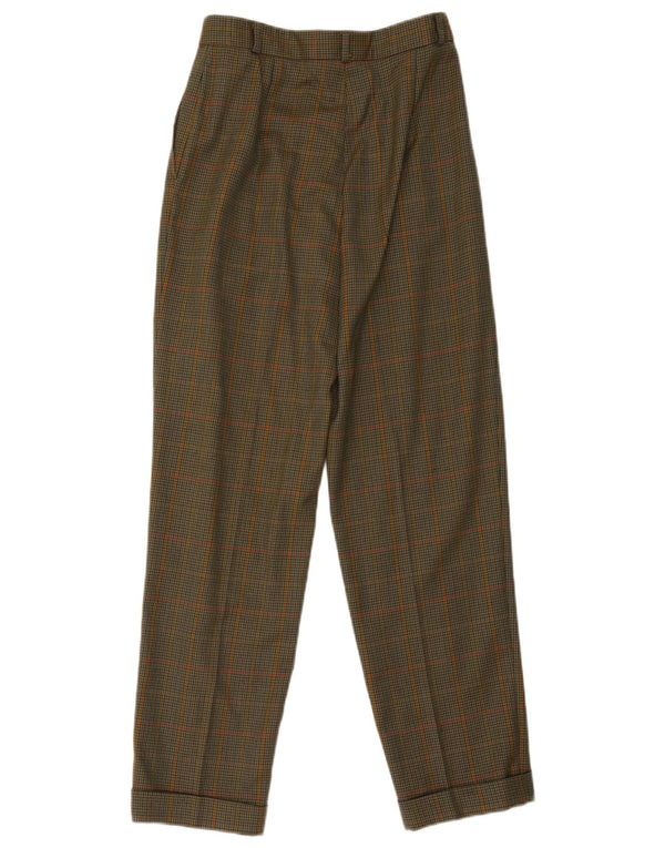 Pantaloni da abito vintage a vita alta da donna EU 38 medio W30 L30 verde