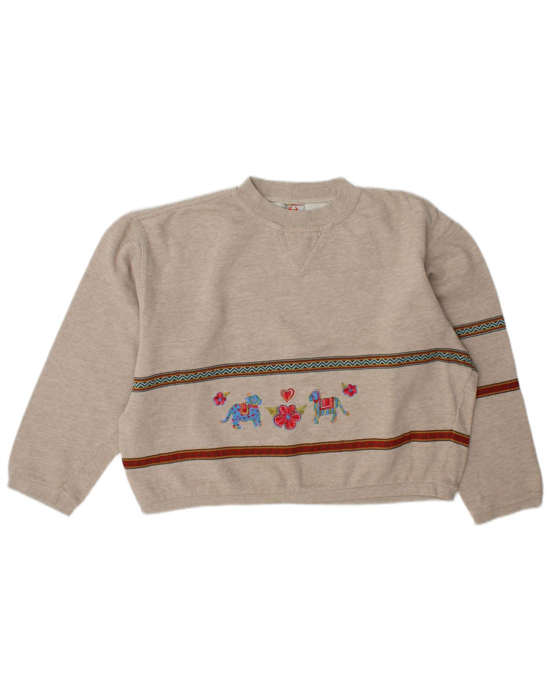 Stefanel Donna Crop Graphic Felpa Maglione UK 14 Grigio Medio a Righe
