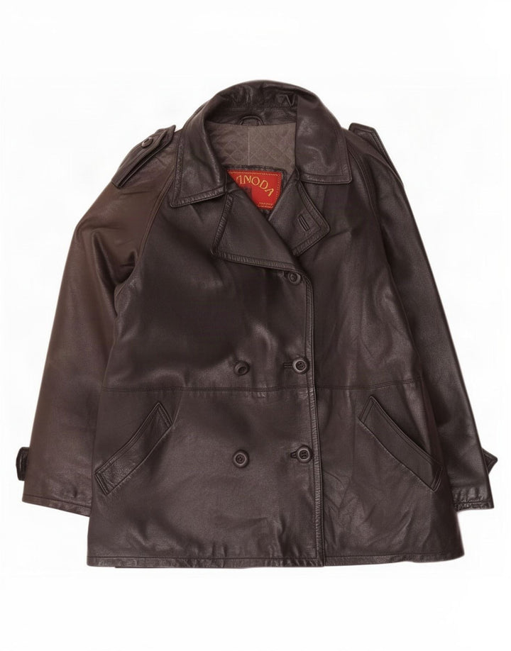 Giacca militare doppiopetto oversize da donna vintage IT 42 media nera