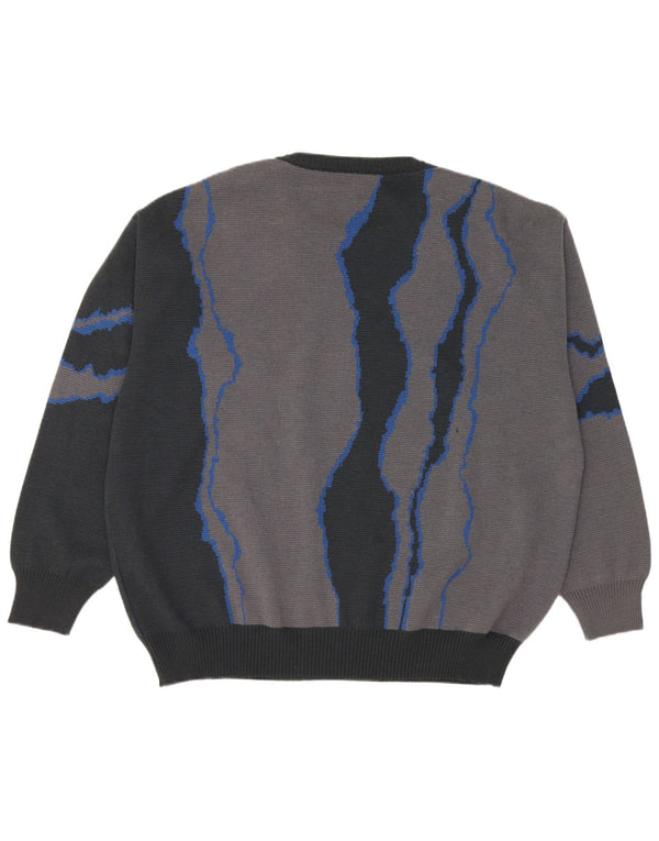 Maglione maglione girocollo vestibilità ampia da uomo vintage IT 50 blu navy medio